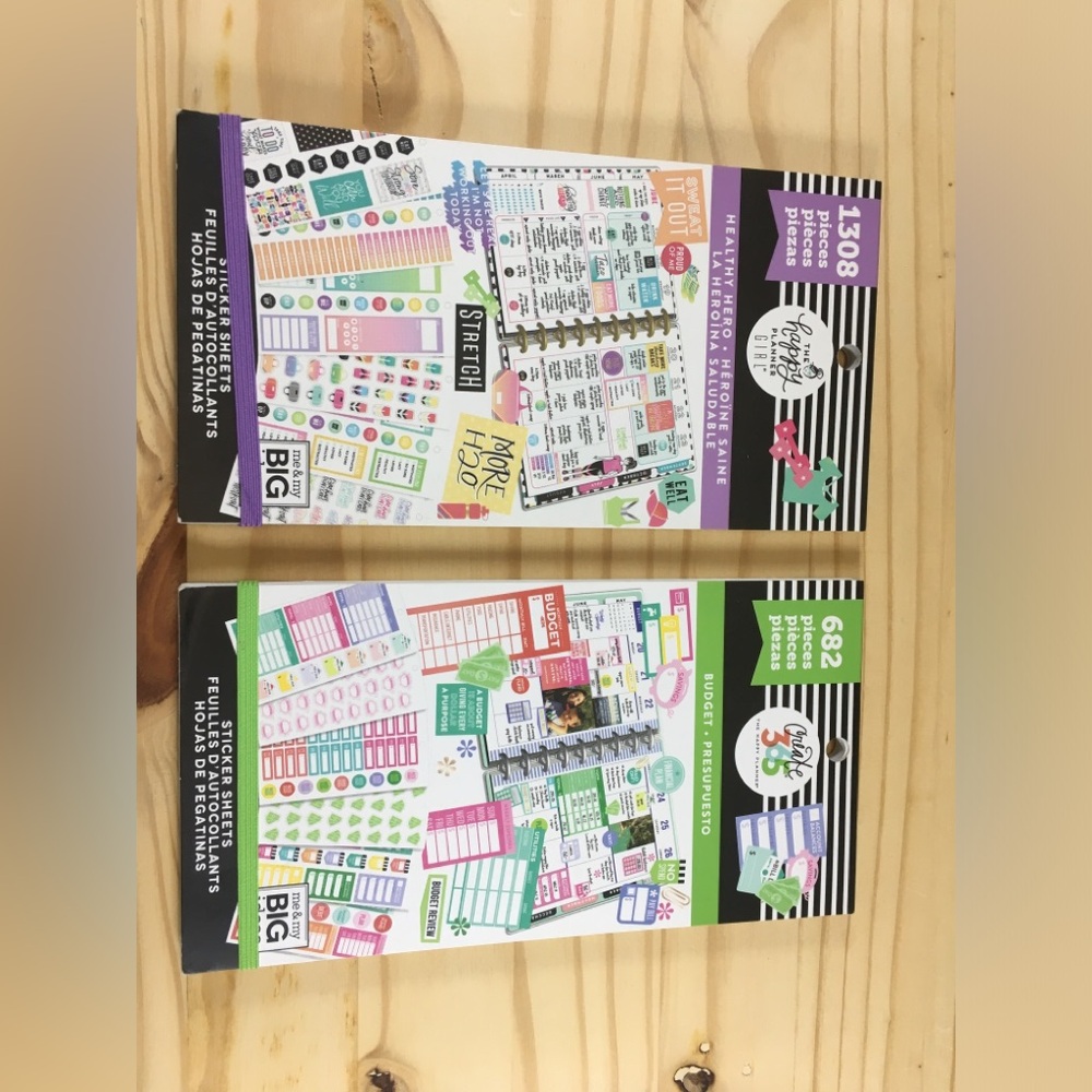 The Happy Planner Sticker Books  Lot of 2 Healthy Hero & Budget Scrapbooking NW